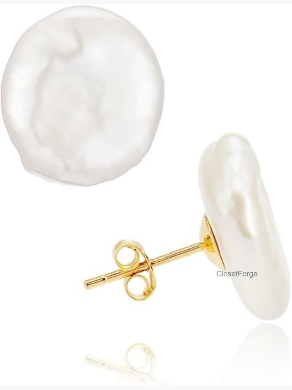 Freshwater Baroque Pearl Stud Earrings 13mm Hypoallergenic Sterling Silver